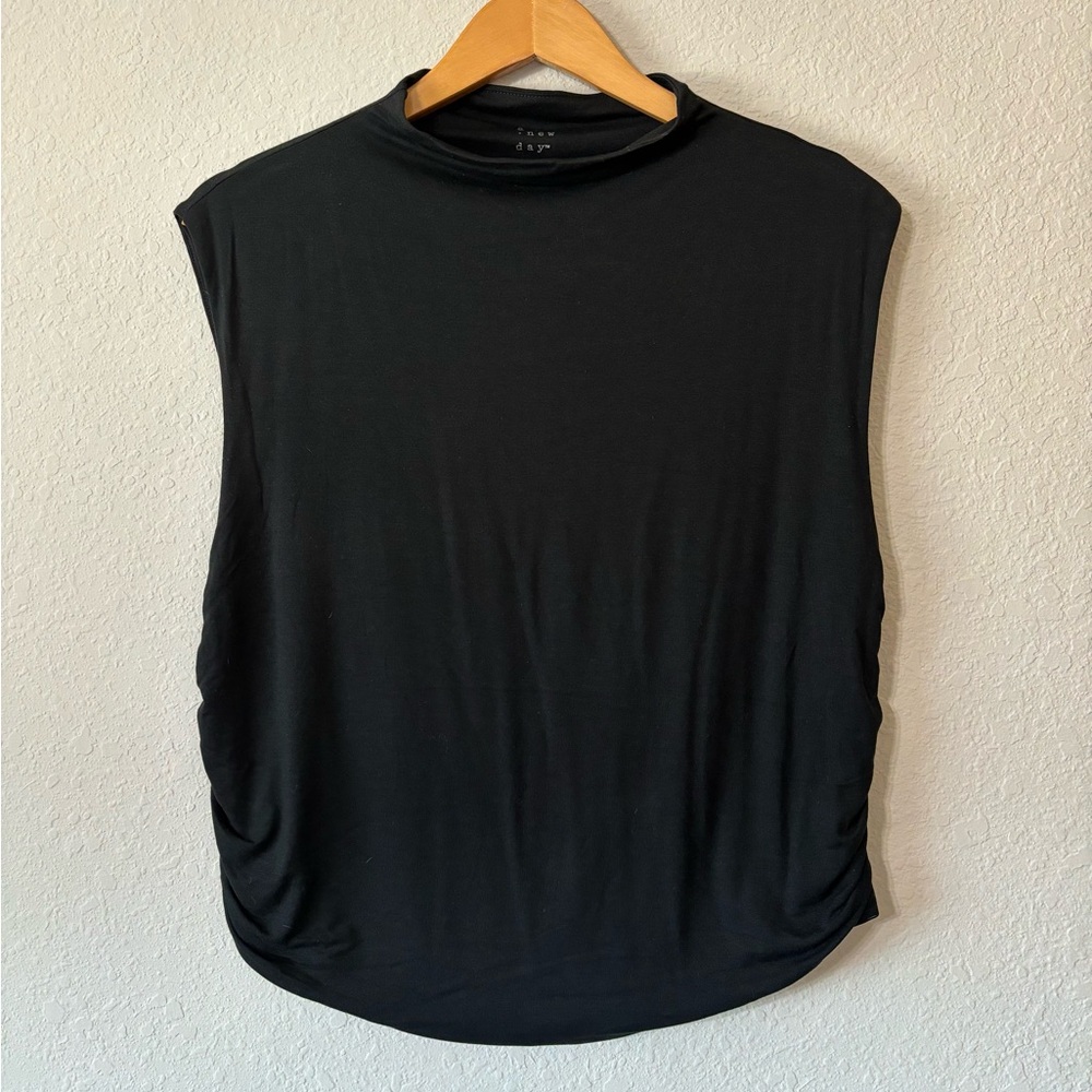 Mock Neck Black Sleeveless Top